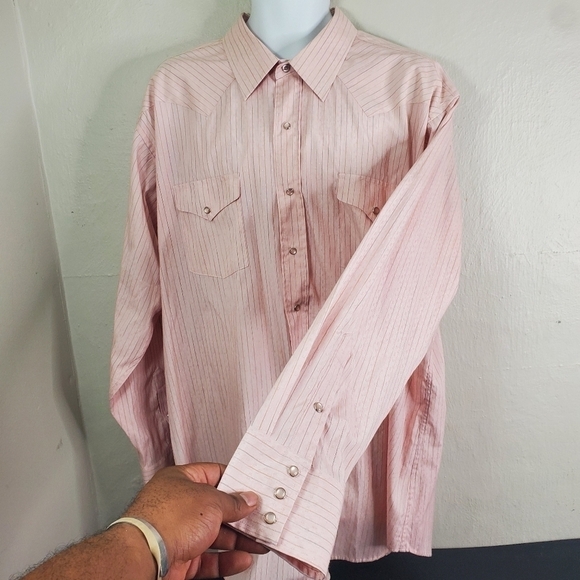 Vintage Panhandle Slim Mens Size 18 x 37 Button Down Western Shirt Pearl Snaps - Picture 8 of 16
